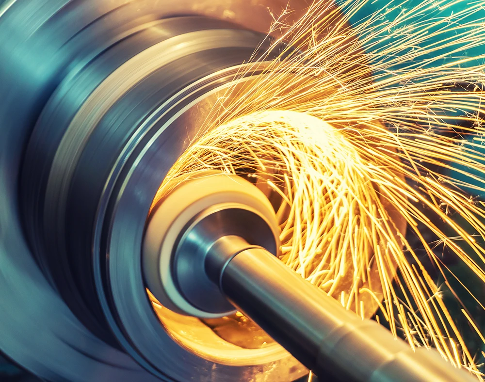 Metal machining with sparks flying